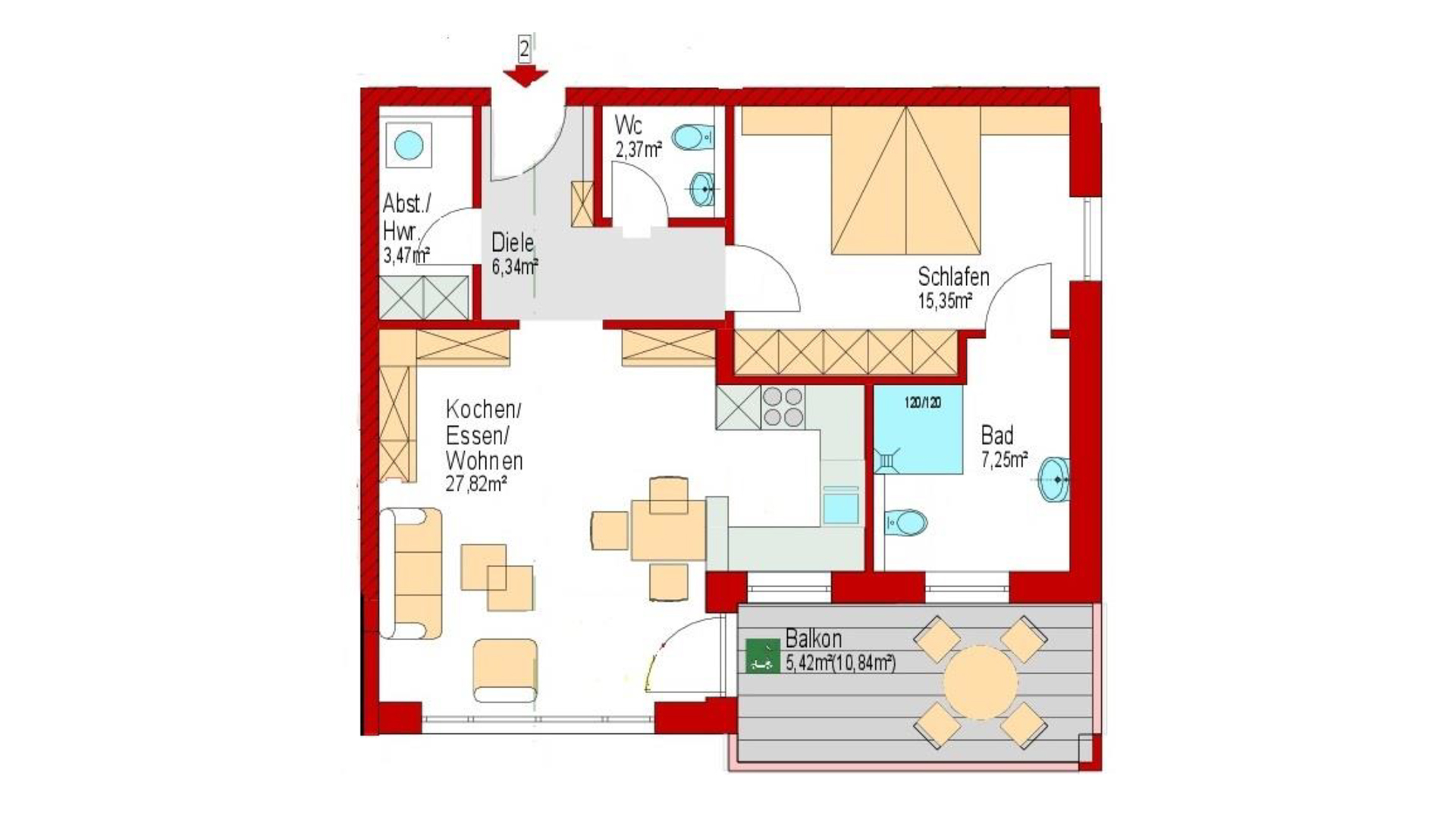 Morsbach: Exklusive Wohnungen (68 m² und 82 m²) neu und barrierefrei , Wohnung EG, 68 m² = 290.500 €